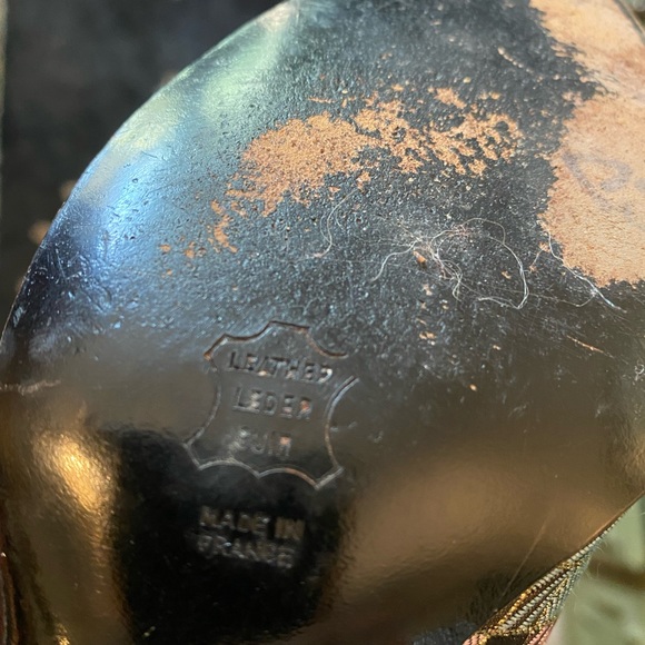 Gold leather and brocade silk French Heels - Picture 5 of 8